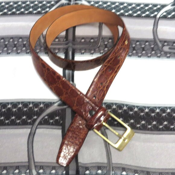 ❤️MENSGENUINE BROWN CROCODILE BELT CANADA 34-39